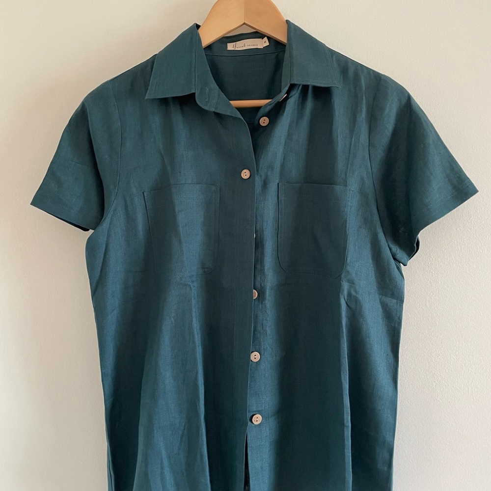 Hannah Blue Casual Button Down Shirt